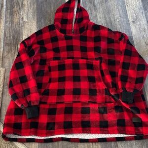 Red and Black Plaid Hoodie